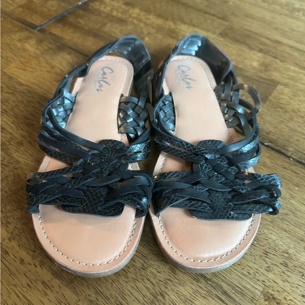 Carlos by Carlos Santana Black Sandals with Bow Detail